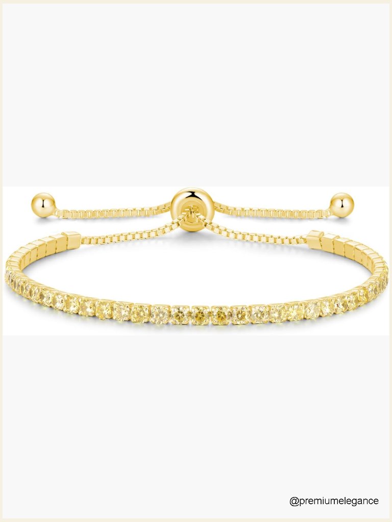 Sterling Silver Birthstone Tennis Bracelet Adjustable 9"